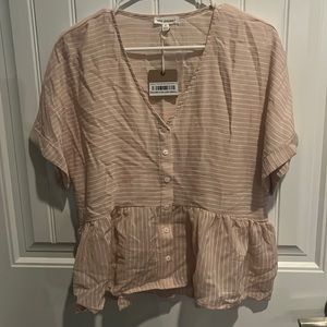 Blush color mini Stripe peplum top